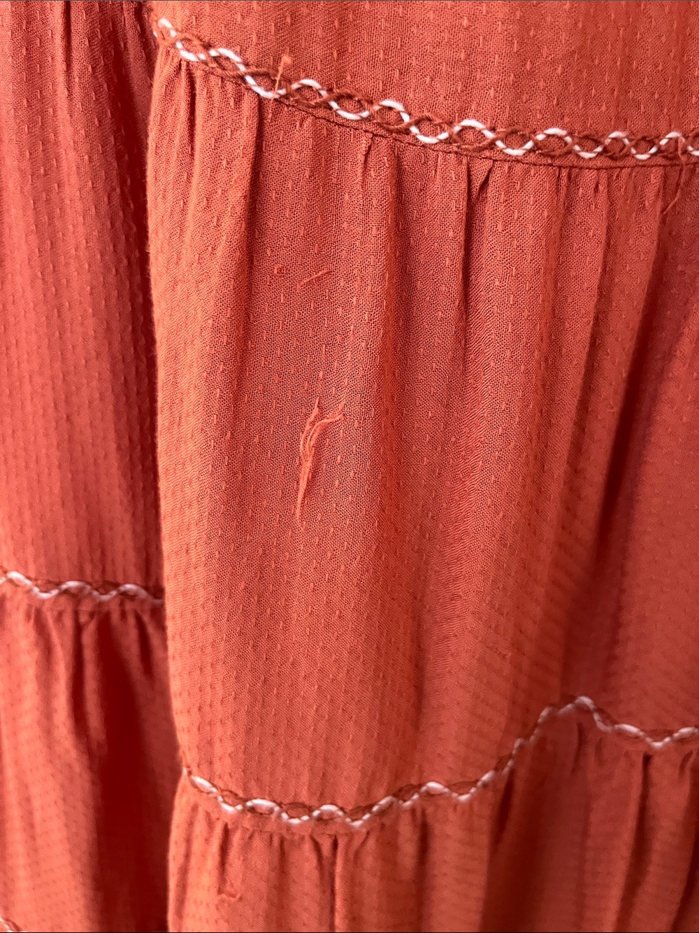 Max Studio Rust Red Sleeveless Tiered Boho Dress with Embroidered Hem - Picture 6 of 8
